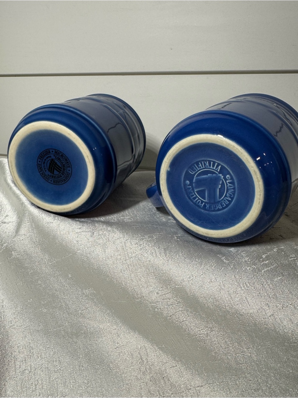 Longaberger Woven Blue Ceramic Mug Set of Two - Picture 4 of 4